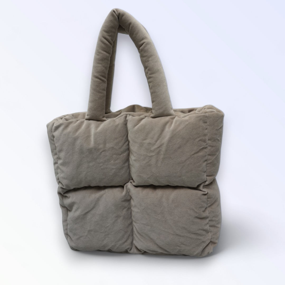 Puffer bag samt beige