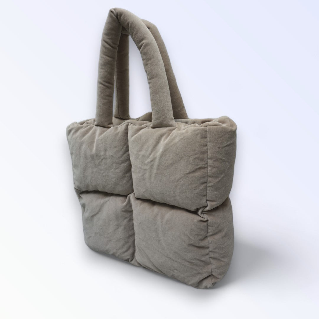 Puffer bag samt beige