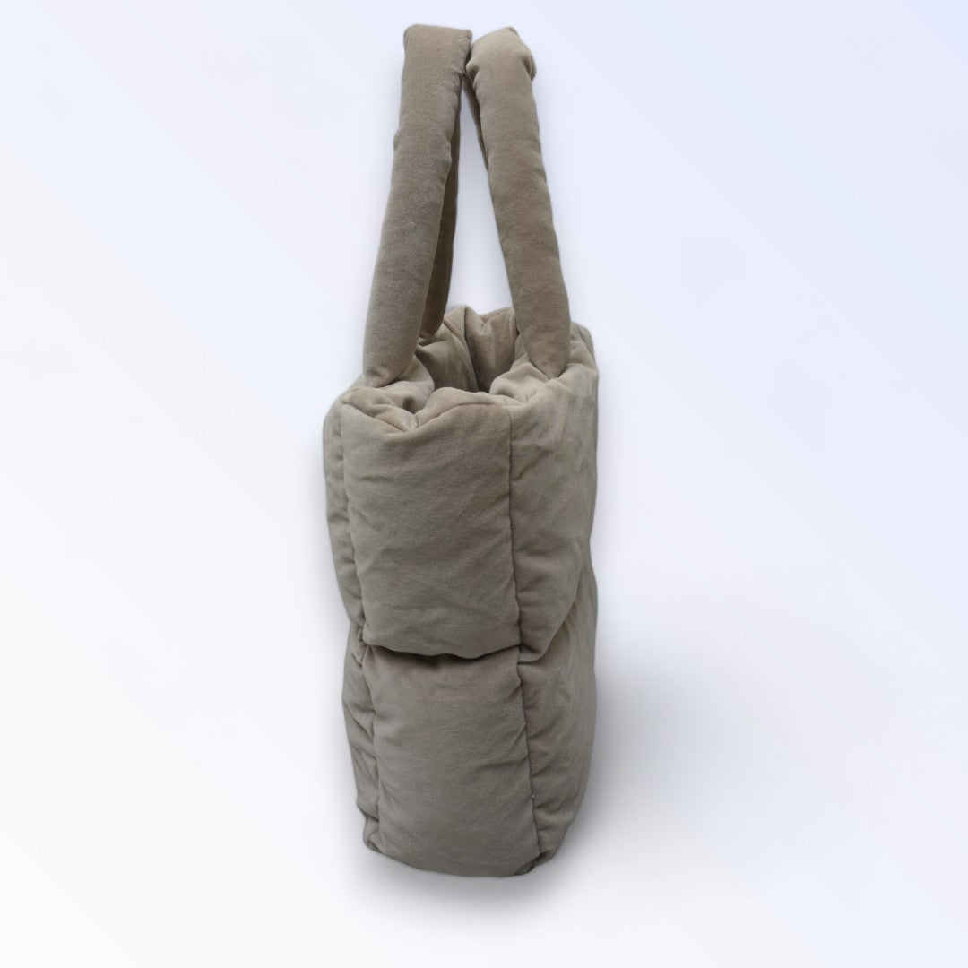Puffer bag samt beige