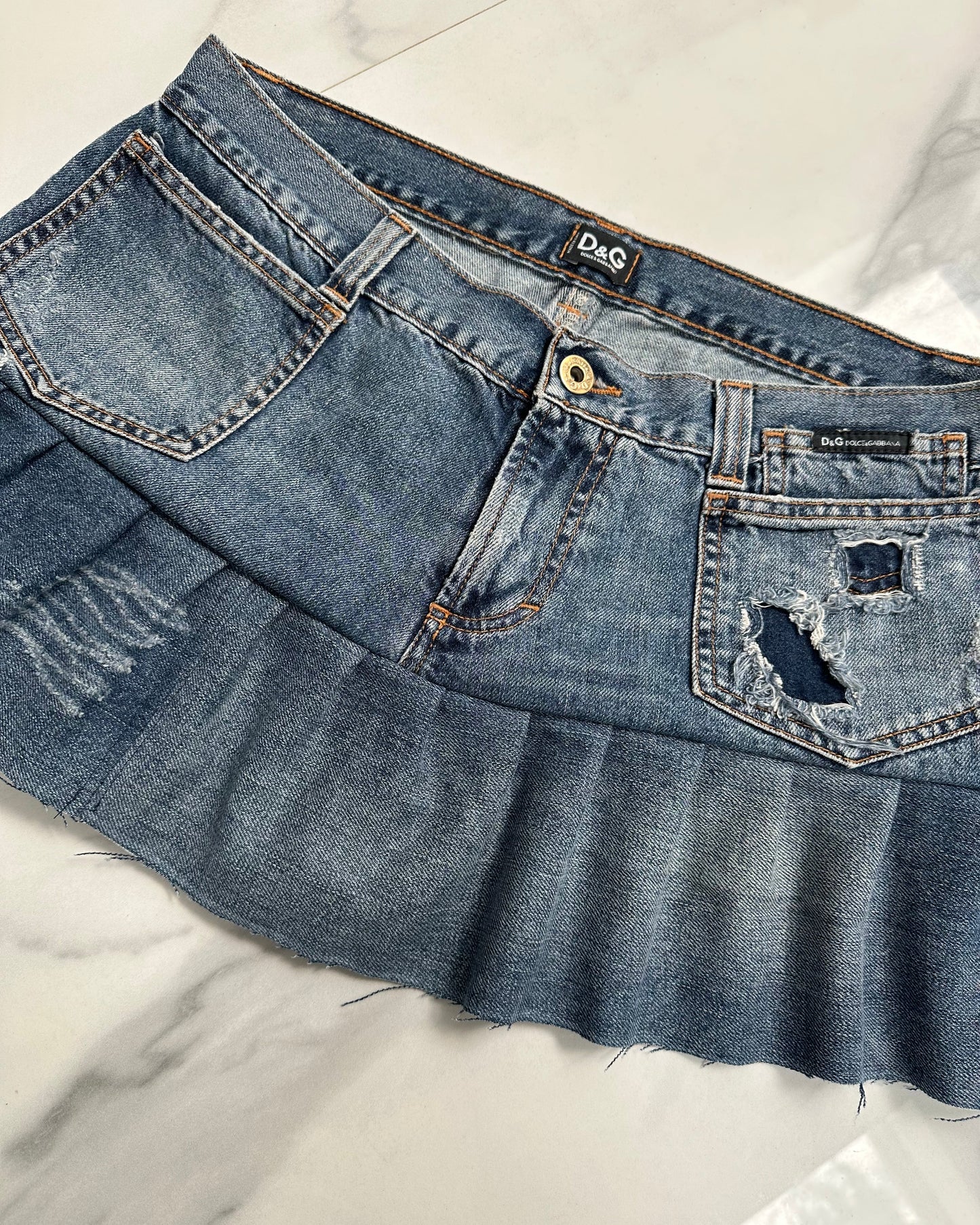 Reworked Denim Mini Skirt