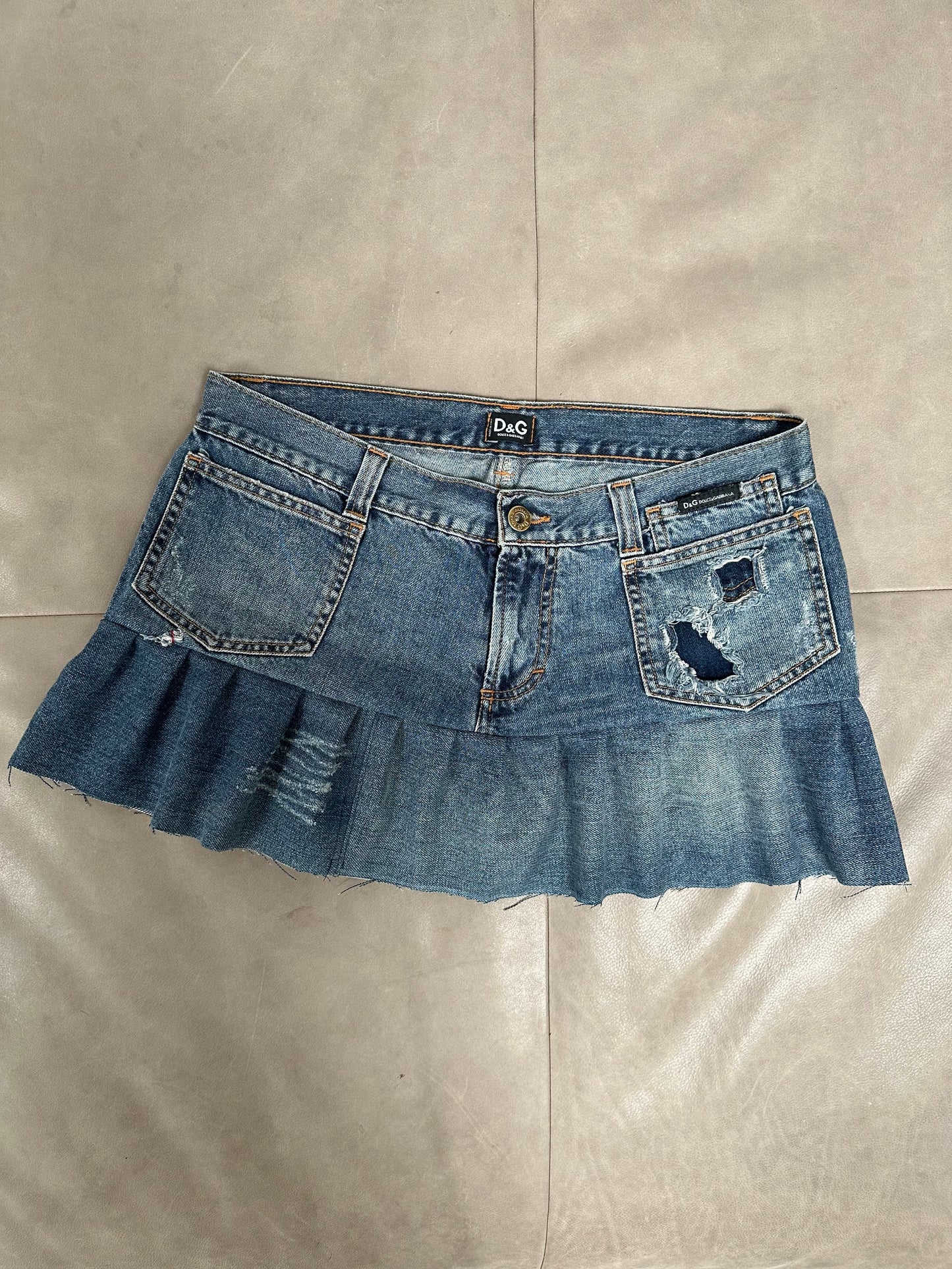 Reworked Denim Mini Skirt