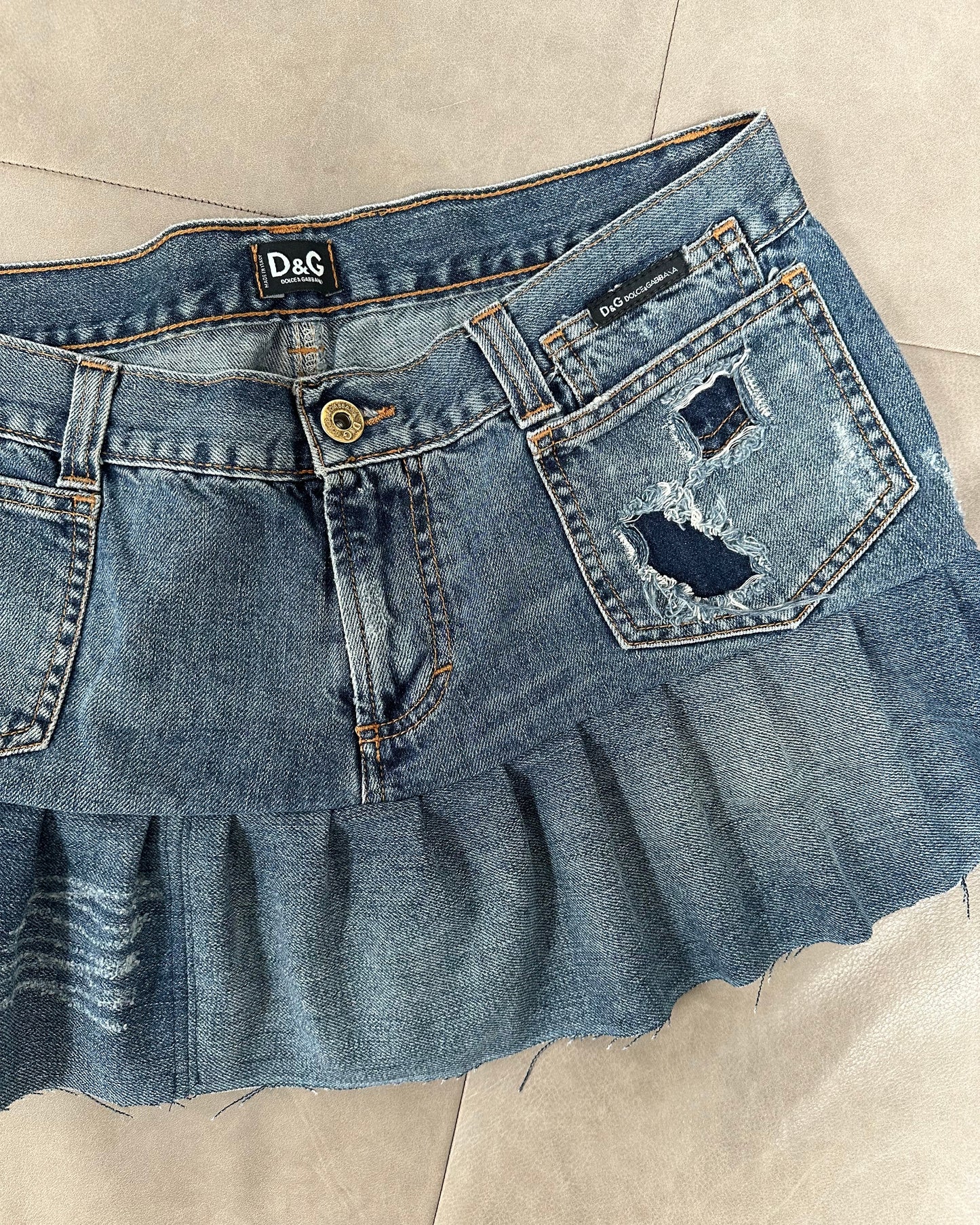 Reworked Denim Mini Skirt