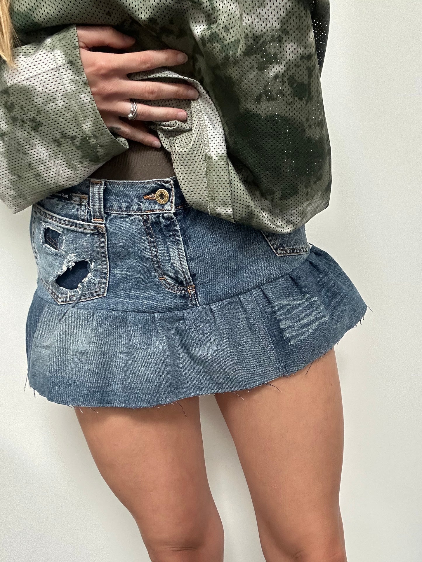 Reworked Denim Mini Skirt